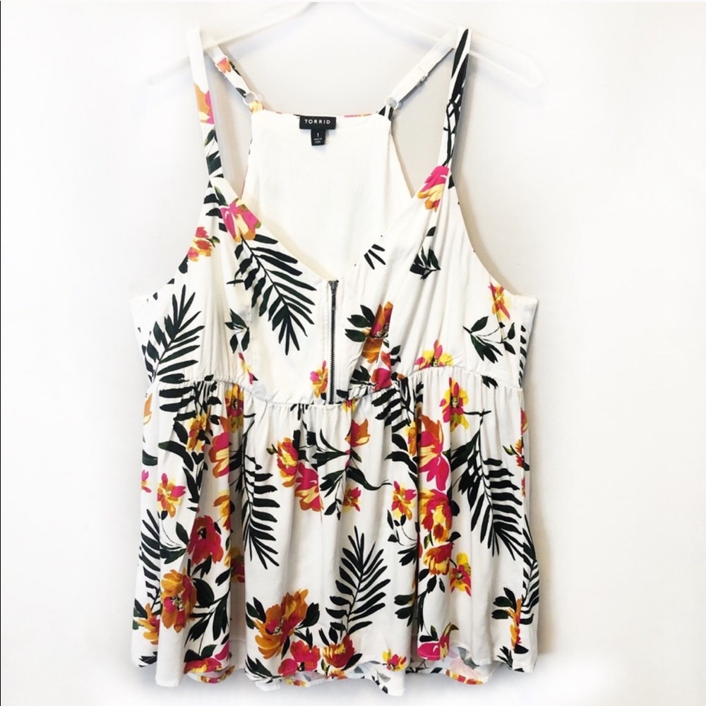 TORRID Floral Tank Top Stretch V Neck XL 14 16
